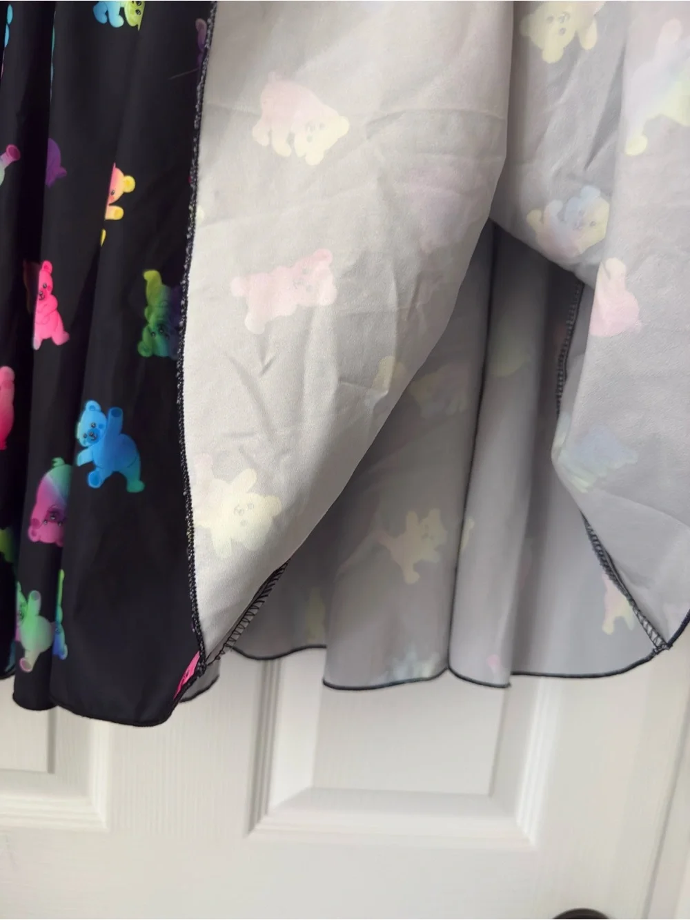 Black Circle Skirt with Multicolor Rainbow Gummy Bear Print
